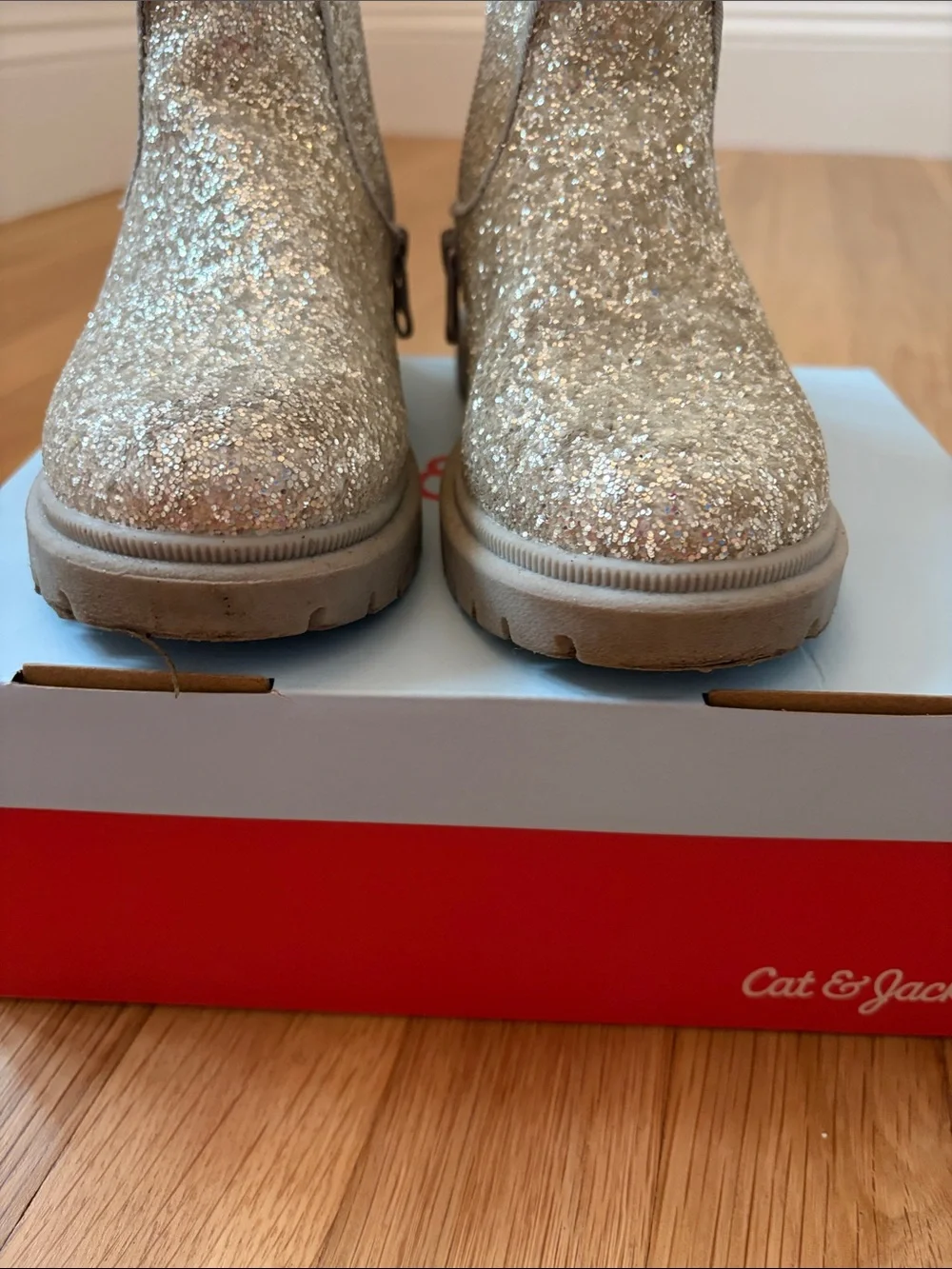 Cat & Jack Glitter Ankle Boots in Champagne Gold